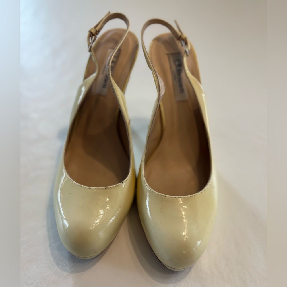 LK Bennett of London - Clemmie Ivory Patent Leather Slingback Heels 39.5 / 9.5
